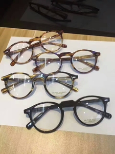 进击版OP品牌OV5186复古圆框男女近视平光眼镜框可配偏光太阳镜片