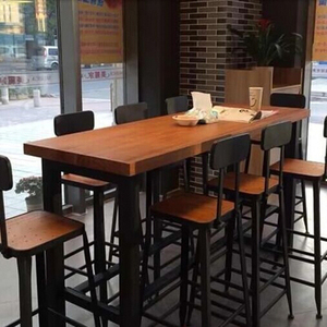 美式长桌椅组合吧台椅实木铁艺会议桌电脑桌复古咖啡桌餐桌