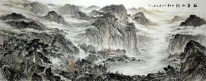 传统水墨中国画张景明手绘原稿真迹客厅小八尺山水画V6-3-4-67