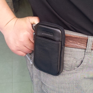 手机腰包男 真皮5.5 5.8 6.5寸手机包牛皮烟包穿皮带腰包竖款超薄