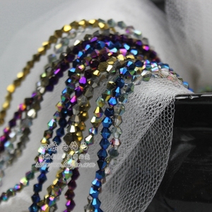 4mm尖珠电镀散珠人造水晶串珠手工发夹材料发饰新娘编珠拧珠配件