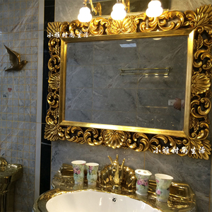 欧式方形卫浴镜装饰梳妆镜子浴室镜子酒店发廊镜卫生间巴洛克镜子