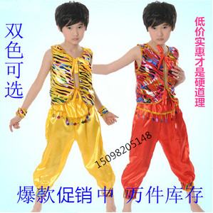 男童印度舞表演服装儿童民族舞蹈演出服幼儿新疆舞灯笼裤打鼓服装