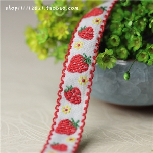 可爱草莓纯棉质花边服装辅料缝纫装饰织带边料布片宽1.5CM