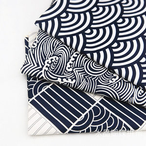 DIY手工拼布面料辅料波浪青海波海浪三重奏日本和风斜纹纯棉布料