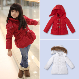 男童女童冬季新款短款羽绒服 儿童装白色红色外套