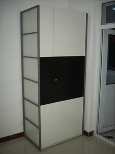 随变家具猫王风格简约现代小户型单门钢木组合衣柜