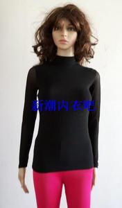 2024春秋新款韩版网衫蕾丝衫立领打底衫前后双层黑色长袖女装上衣