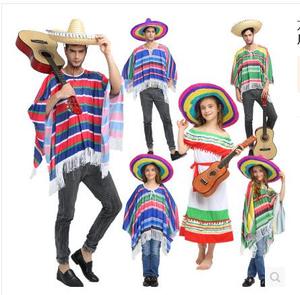 万圣节成人墨西哥民族风情cosplay服装披肩儿童墨西哥表演服装