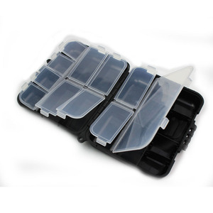 双层硬塑渔具盒收纳盒杂物盒可调工具盒黑色实用026渔具垂钓用品