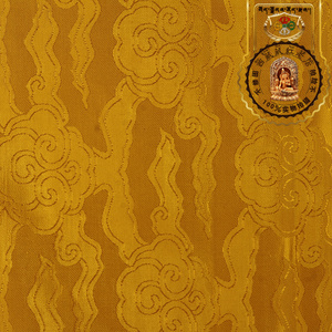 藏红创意家居印度进口蜜黄色寿字妙莲金丝刺绣古装装饰布绸缎布料