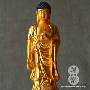 【寻常】台湾祥狮 铜质阿弥陀佛法相 黄紫铜款 贴金纯金 铜佛像