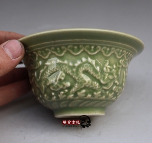 景德镇陶瓷器仿古做旧青花瓷碗精雕龙碗  汤碗饭碗高脚碗古玩创意