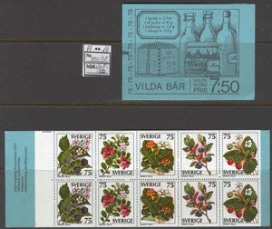瑞典1977年小本邮票 红越橘蓝莓草莓等水果制品 果酱