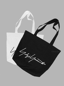Yohji Yamamoto单肩帆布包tote黑白山本耀司签名logo购物袋青山店