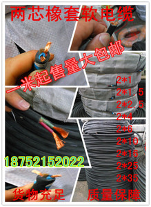 两芯橡套软电缆YC/MYQ铜芯 2x6 10 16 25 35平方橡胶线耐老化耐磨
