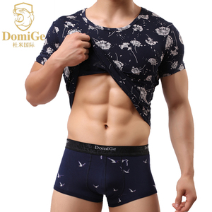 DomoGe杜米国际 男士运动款背心 时尚休闲印花木代尔短袖 男T恤