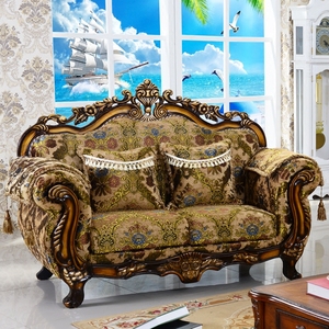 欧式布艺沙发组合美式实木客厅转角贵妃沙发田园新古典大小沙发
