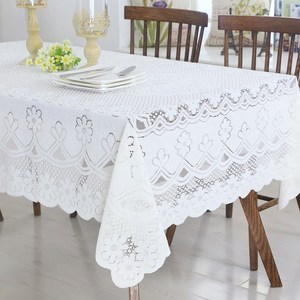 圆桌长桌茶几正方形四方花餐白色网纱法式桌布蕾丝餐桌布。沙布