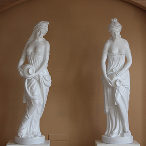 欧式流水喷泉雕塑艺术品扛罐仕女摆件花盆女神树T脂人物雕像装饰