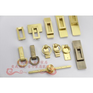 新中式大四方系列纯铜拉手衣橱柜门条把手衣柜子仿古单孔长拉手