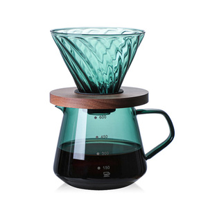 手冲咖啡壶套装咖啡分享壶带刻度家用玻璃咖啡具v60滤.杯美式滴漏