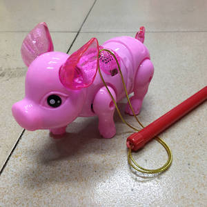 抖音同款电动牵绳猪网红纤绳小粉猪中秋节儿童手提灯笼玩具会跑猪