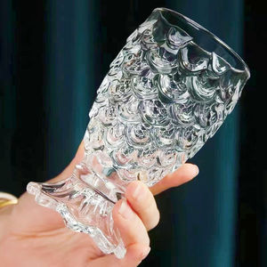水晶玻璃人鱼杯鱼j尾玻璃杯家用套装酒杯鱼鳞杯子茶杯高脚杯白酒