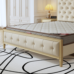 美式轻奢床牛角床主卧婚床实木床1.8米双人大床奶油风软包法式床