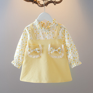 婴儿春装女宝宝裙子1-3岁长袖上衣2洋气时髦公主裙女童春季连衣裙