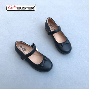 香港buster女童黑色皮鞋真皮校园鞋蝴蝶结包鞋中大童上学表演童鞋