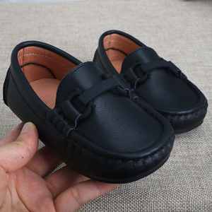 儿童皮鞋男牛皮软底黑色英伦男童豆豆鞋真皮1-4岁宝宝小童单鞋子