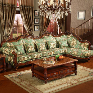 欧式布艺实木可拆洗转角沙发美式客厅组合L大小户型田园别墅家俱