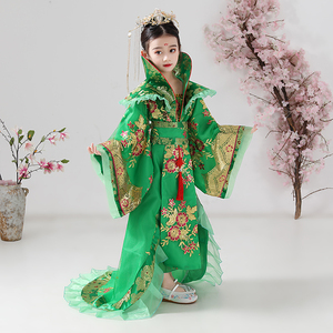 儿童古装皇后服装女童宫廷汉服拖尾中国风女孩唐朝贵妃娘娘演出服