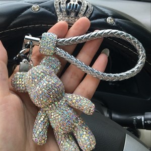 贴钻熊创意可爱汽车钥匙扣女镶钻暴力熊车要事链钥匙链包包挂件