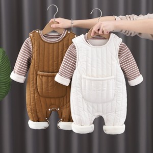婴儿衣服b秋冬套装背带裤两件套分体新生薄棉夹棉初生男女宝宝衣
