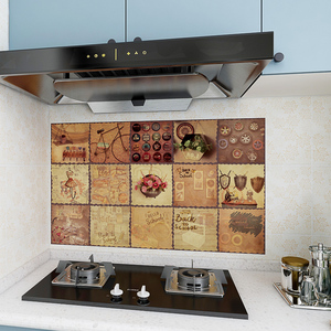 美式复古厨房防油贴纸自粘防水灶台耐高温墙面翻新装饰瓷砖墙贴画