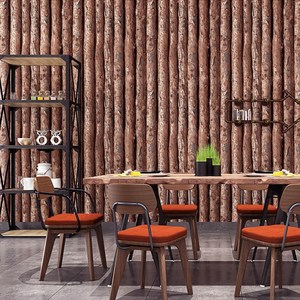 复古3d立体仿树木纹木头树皮壁B纸客厅餐厅饭店理发店防水墙纸自