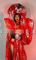 New Years Day red geisha wind cheongsam gogo show party nightclub bar costume a