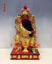 Woodcarving Six Saints Mansion Statue Customized Malaysian Taoist Culture Local Gods camphor wood lacquer line carving 40cm