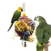 Amazon explosive parrot supplies bird toys rattan ball brushed grass raffia grass nibbling paper Ras