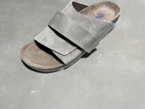 Bk Fashion Semi-Pack Cool Slippers Flat Bottom Cork Flipped Cow Leather Lined With Magic Slippers