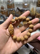 Hand Carved Olive qi tian daseng Monkey King dou zhan sheng fo bracelets Hericium erinaceus walnut gold feng yu