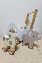 Export of solid wood Nordic foreign trade original single tail Beech large hand pull line animal pull car wooden educational toy