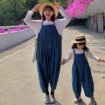 Spring fields flower pro-son dress mother woman dress back with pants summer dress new Korean version loose comfort conjoined pants children pants