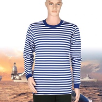 Sea soul shirt physical training T-shirt classic retro blue and white striped round neck shirt quick-drying sports sea soul long sleeve body shirt