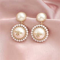 High quality Pearl Dragonfly earrings copper gilded super color retention