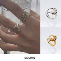 LESCOINS (SPOT)SOUHAIT TWISTED ROPE RING Korean NICHE SILVER ring