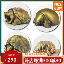 Animal planet cold ink heart wide body fat copper plate ornaments big snapping turtle Sukada pig nose turtle model toy Green brass