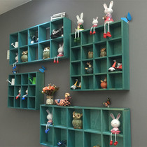 Punch-free wall shelf Solid wood decorative frame lattice wooden frame wall hanging living room wall wall decoration creative storage rack